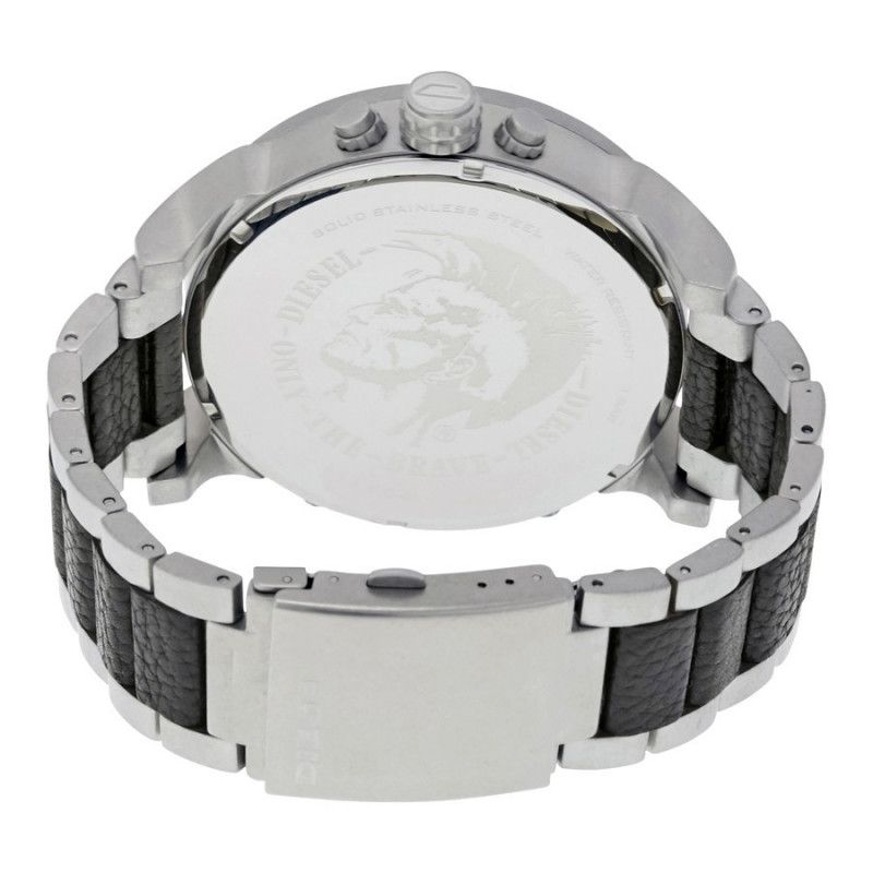 Diesel Mens Fastbak DZ1834 Silver Leather Japanese Quartz Fashion