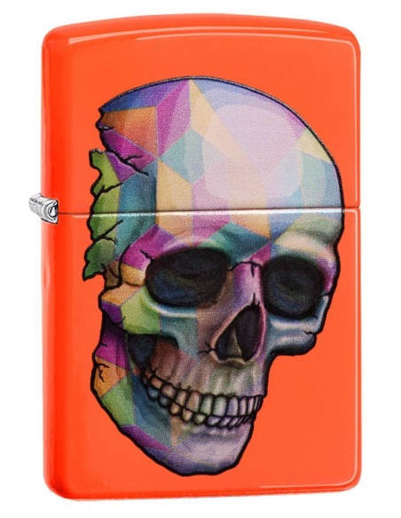 Bricheta Zippo 29402 Skull Neon Orange Finish