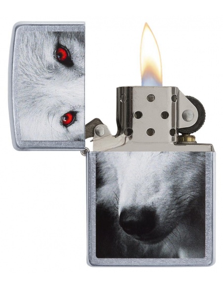 Bricheta Zippo 28877 White Wolf w/ Red Eyes