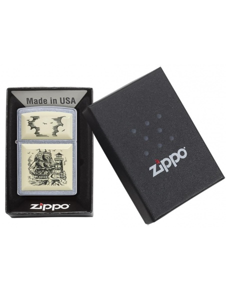 Bricheta Zippo 29397 Scrimshaw Ship Lighthouse