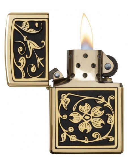 Bricheta Zippo 20903 Gold Floral Flourish Emblem