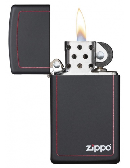 Bricheta Zippo 1618ZB Slim Black Matte with Red Border