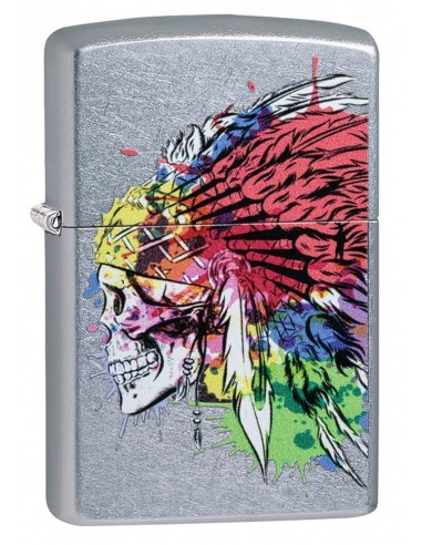 Bricheta Zippo 49111 Skull with Headdress Design