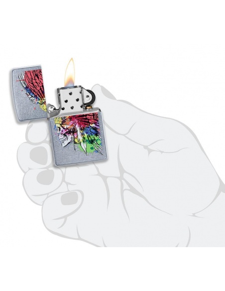 Bricheta Zippo 49111 Skull with Headdress Design