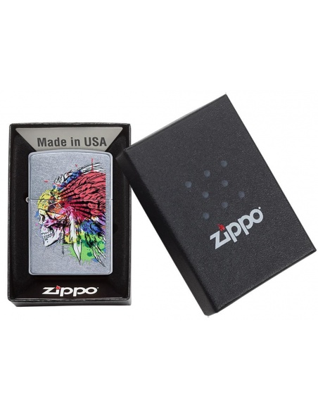 Bricheta Zippo 49111 Skull with Headdress Design