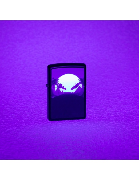 Brichetă Zippo 49809 Black Light Sunset and Palm Trees