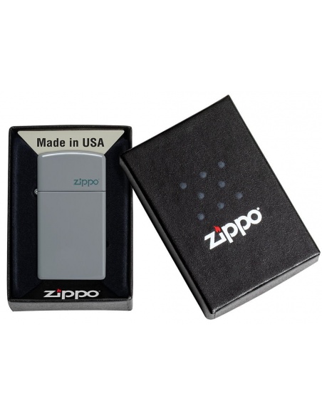 Brichetă Zippo 49527ZL Slim Flat Grey with Zippo Logo