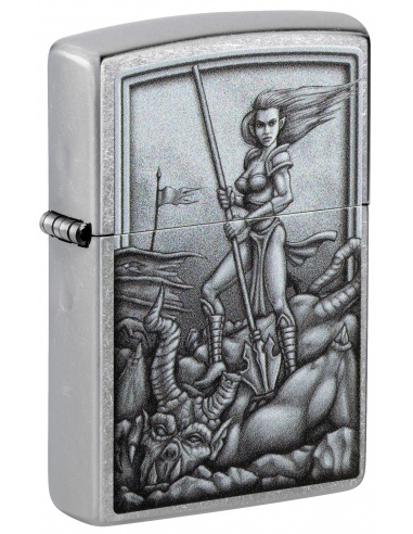 Brichetă Zippo 48371 Medieval Woman Warrior Slaying Beast