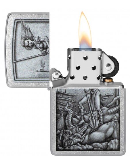 Brichetă Zippo 48371 Medieval Woman Warrior Slaying Beast