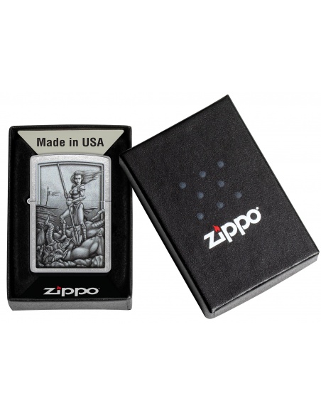 Brichetă Zippo 48371 Medieval Woman Warrior Slaying Beast